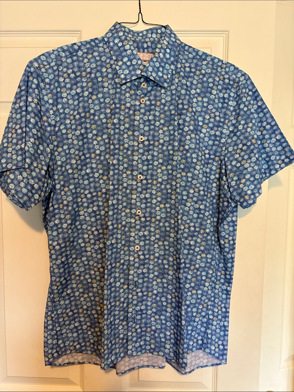 Lipson Men's Blue Floral Short-Sleeve Button-Down Shirt